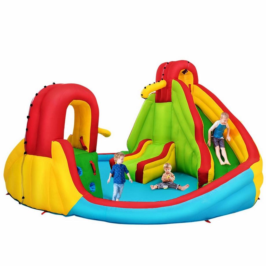 Northix  Hüpfburg Aufblasbare Wasserrutsche Kinder Springburg Wasserspielplatz mit 2 Rutschen & Kletterwand 