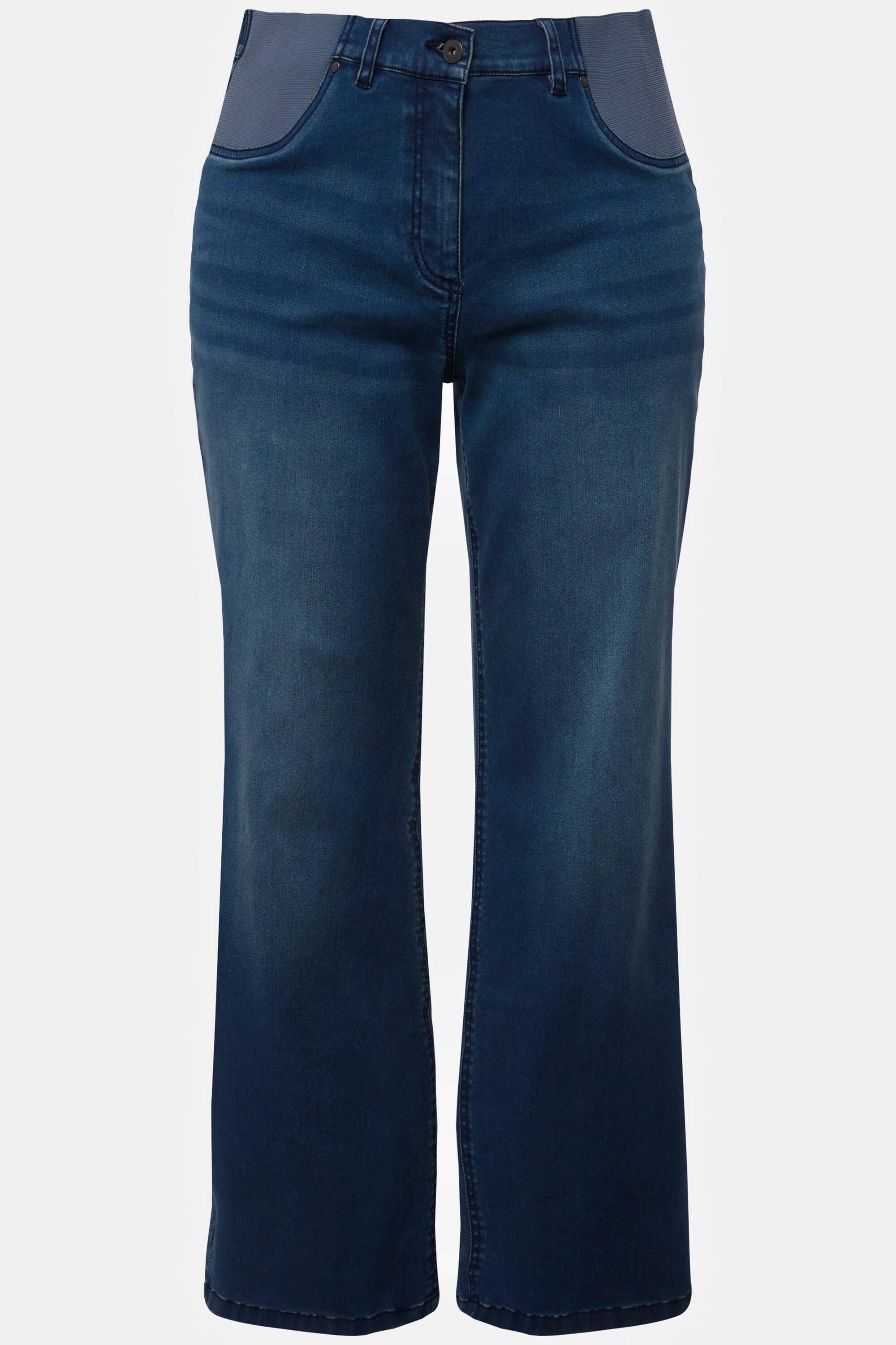 Ulla Popken  Jeans modello Mary con taglio della gamba ampio, inserti elasticizzati e cintura comoda 