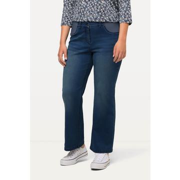 Jeans modello Mary con taglio della gamba ampio, inserti elasticizzati e cintura comoda