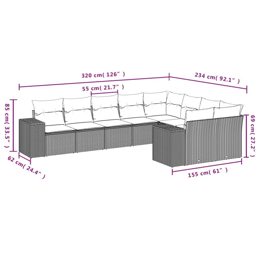 VidaXL set divano da giardino Polirattan  