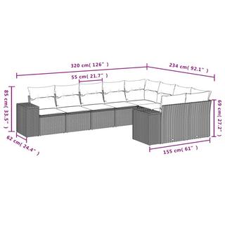 VidaXL Ensemble de canapés de jardin rotin synthétique  