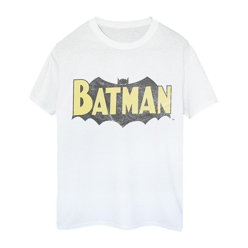 Image of Batman Retro Shield Fade Distress Tshirt Damen Weiss S