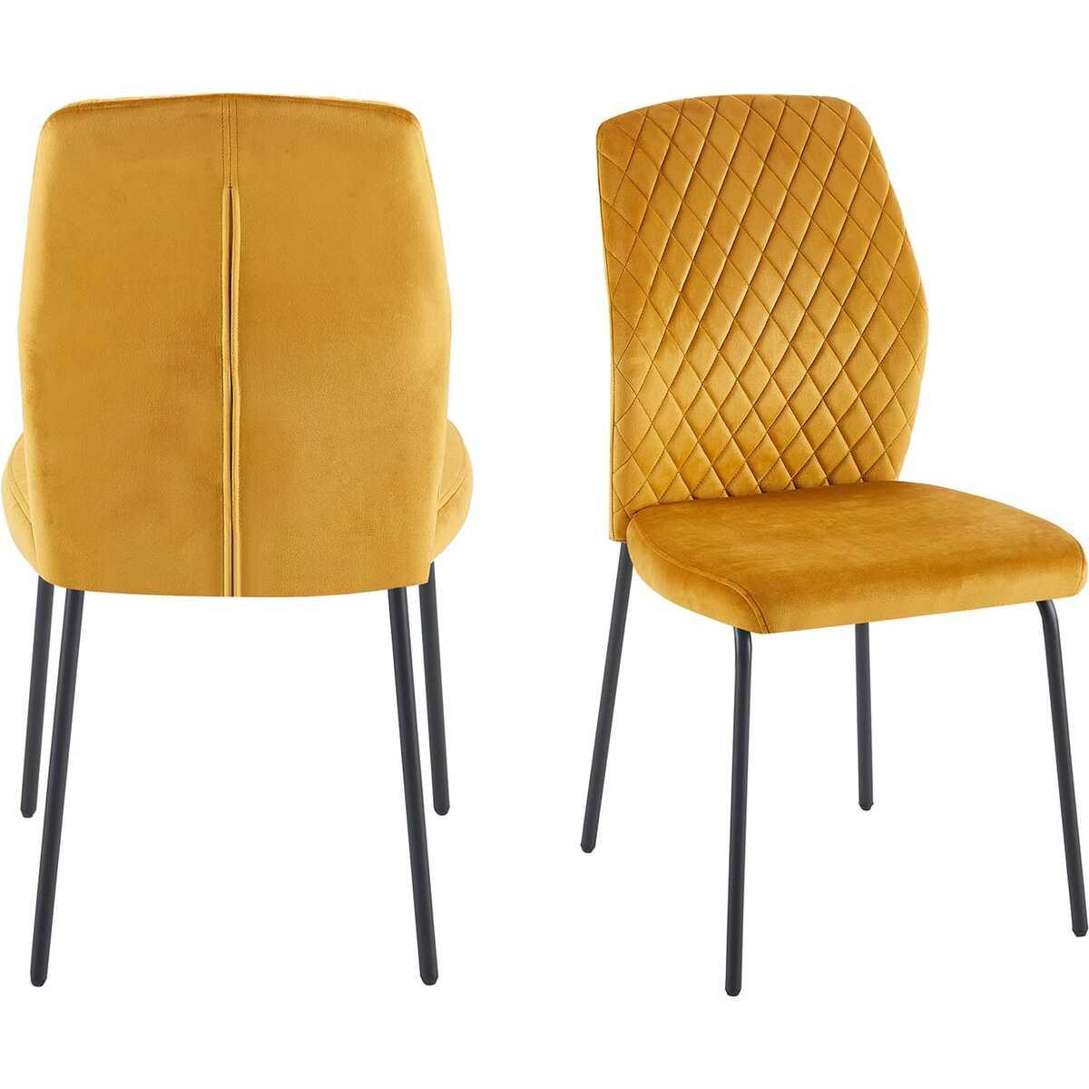 Image of Esszimmerstuhl Snoplix Samt Metall gelb (2er-Set) Esszimmerstuhl Snoplix Samt Metall gelb (2er-Set)
