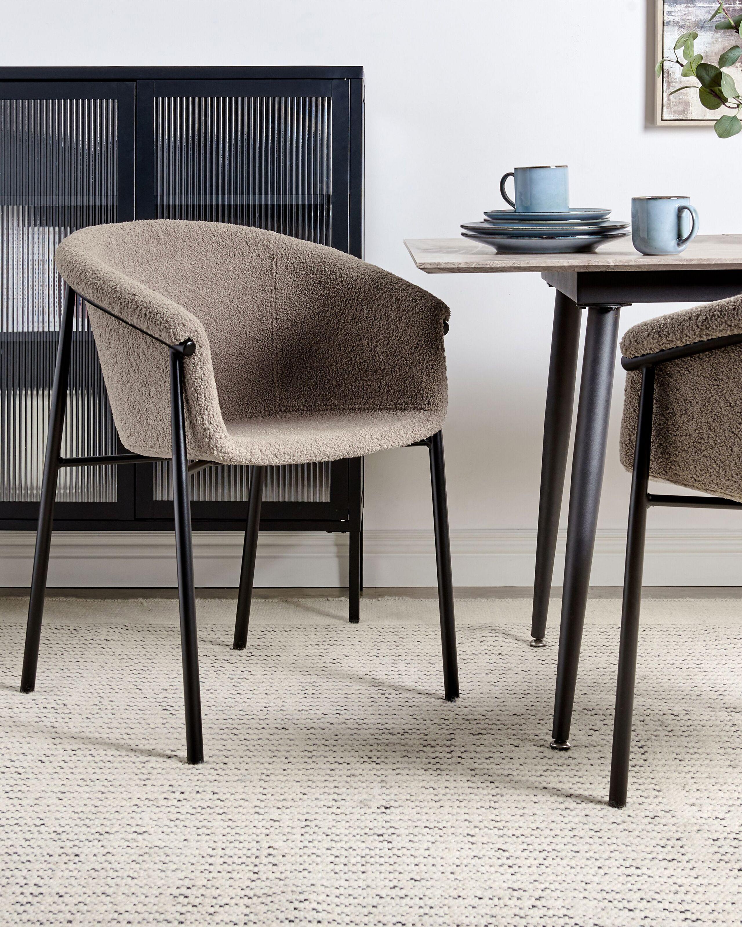 Beliani Lot de 2 chaises en Bouclé Moderne AMES  