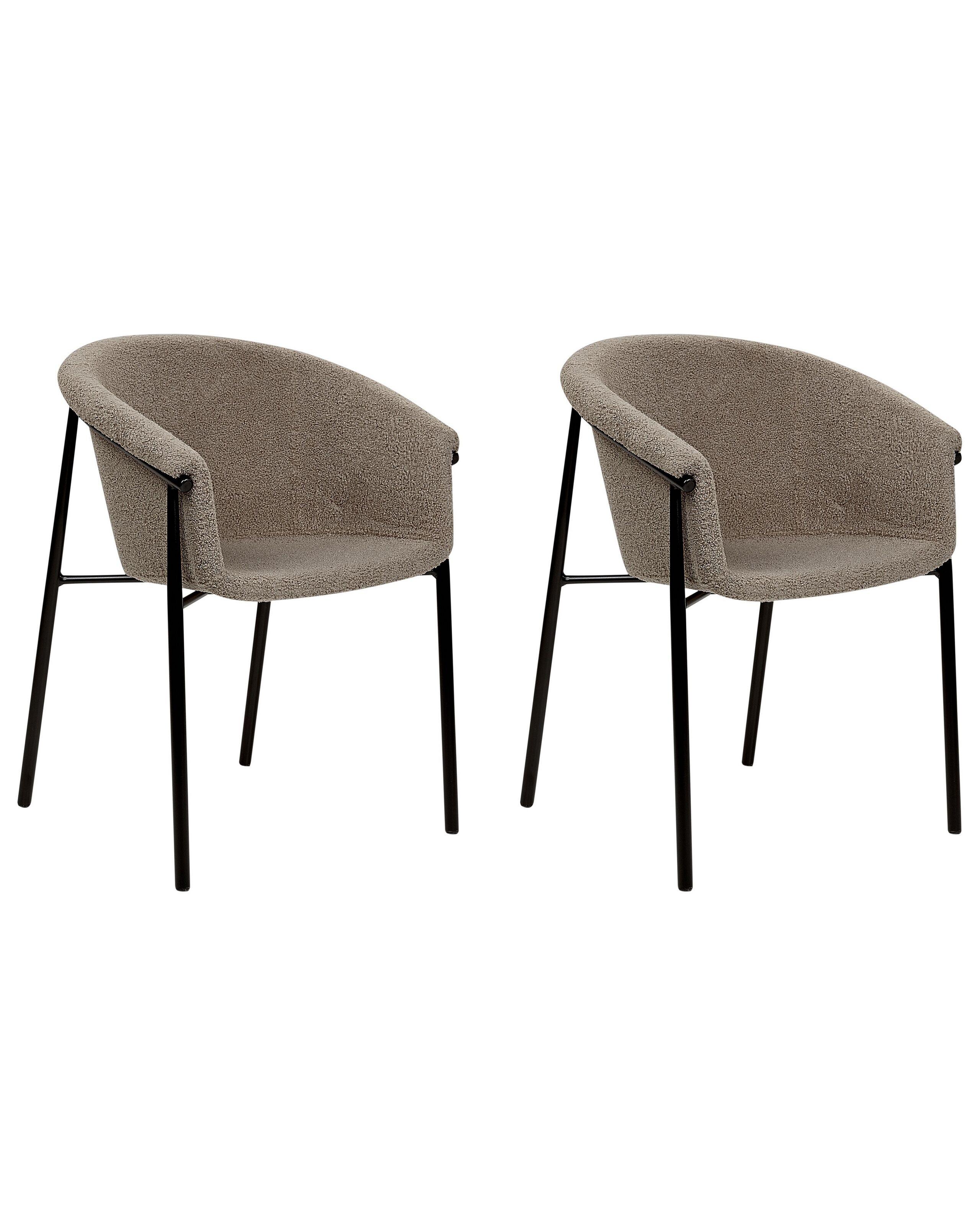 Beliani Lot de 2 chaises en Bouclé Moderne AMES  