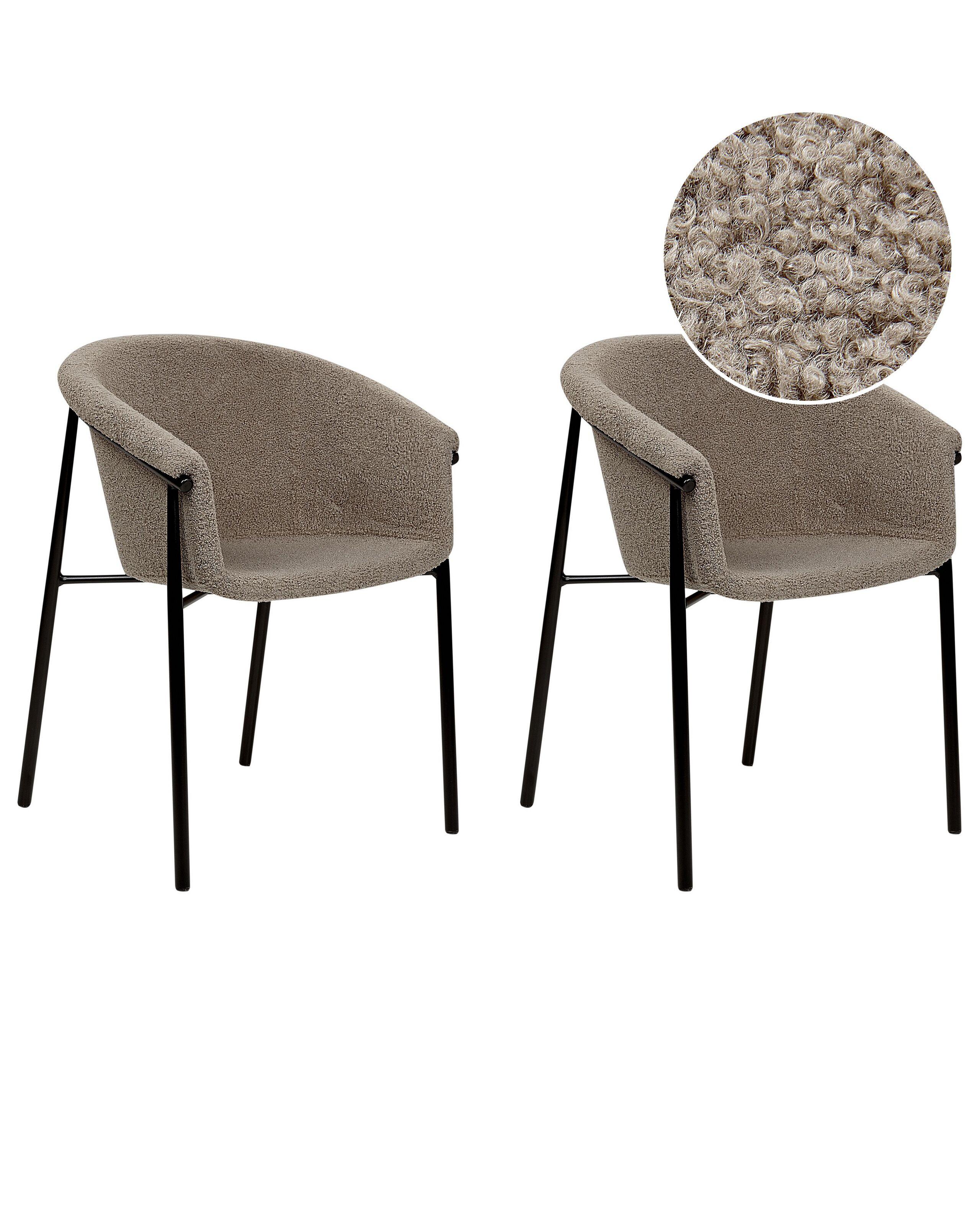 Beliani Lot de 2 chaises en Bouclé Moderne AMES  