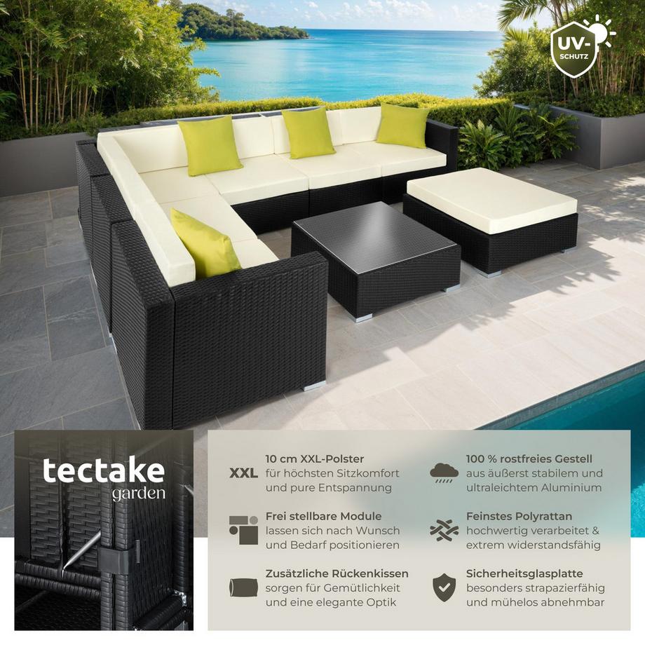Tectake Salottino lounge in rattan  Marbella  con telaio in alluminio  