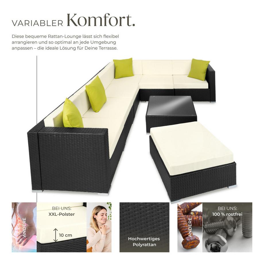 Tectake Salottino lounge in rattan  Marbella  con telaio in alluminio  