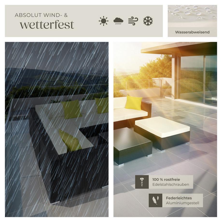 Tectake Aluminium Rattan Lounge Marbella wetterfest und UV-beständig Dicke der Polster 10 cm  