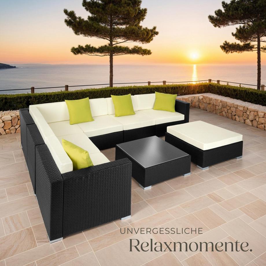 Tectake Aluminium Rattan Lounge Marbella wetterfest und UV-beständig Dicke der Polster 10 cm  