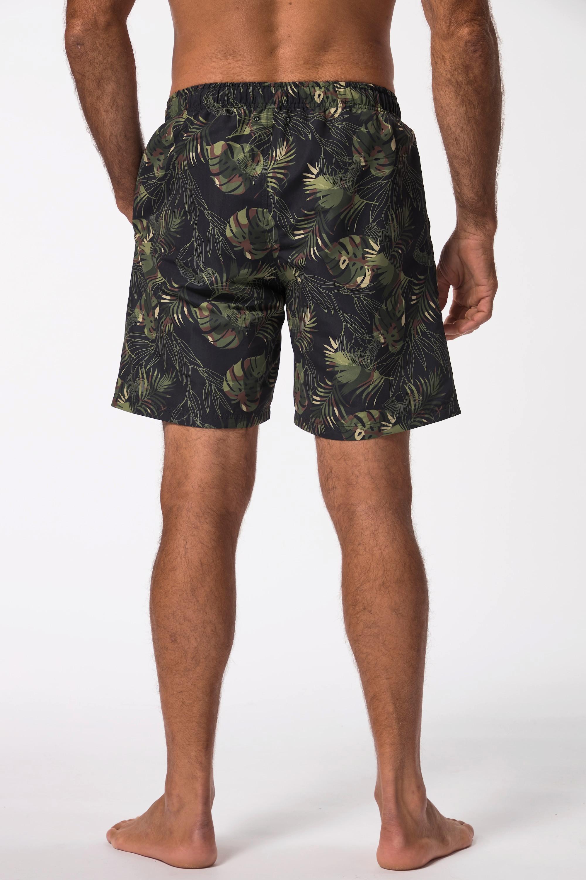 JP1880  Shorts da mare con cintura elastica e stampa floreale camouflage 