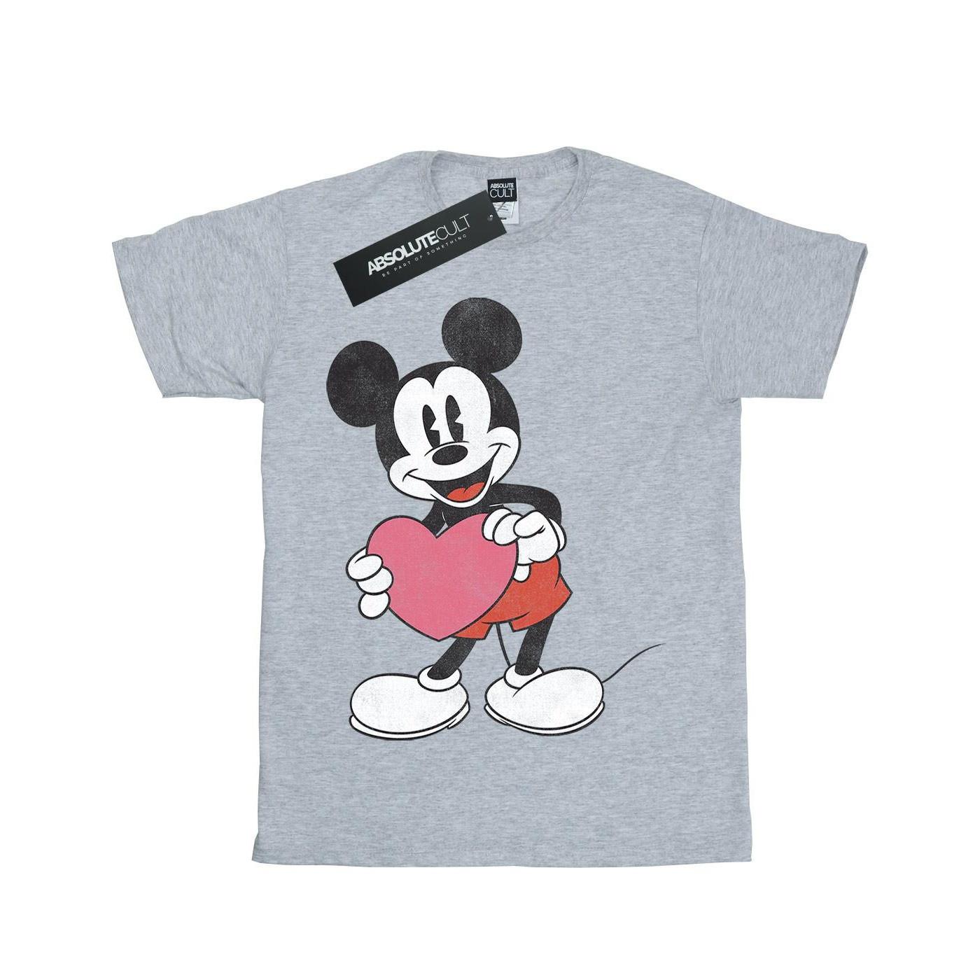 Image of Mickey Mouse Valentine Heart Tshirt Unisex Grau 140/146