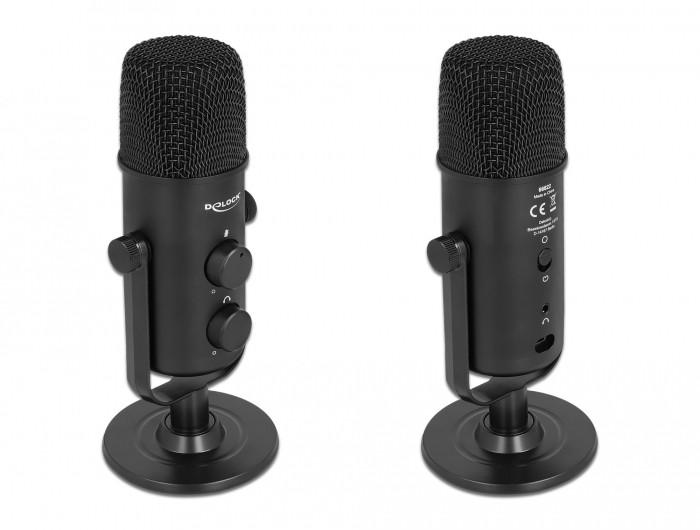 DeLock  DeLOCK Microphone universel USB Dual Capsule avec jack d’écouteurs stéréos 3,5 mm et contrôle de volume + fonction rapide de sourdine 