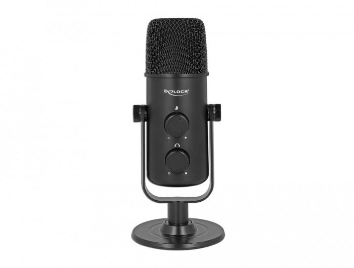 DeLock  DeLOCK Microphone universel USB Dual Capsule avec jack d’écouteurs stéréos 3,5 mm et contrôle de volume + fonction rapide de sourdine 