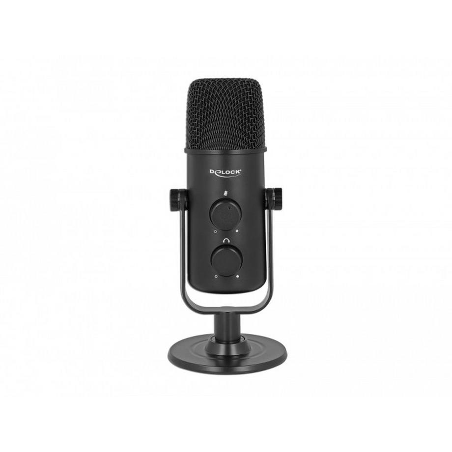 DeLock  DeLOCK Multifunktionales Doppelkapsel USB Mikrofon mit 3,5 mm Klinken Kopfhöreranschluss und Lautstärkeregler + Quick-Mute Funktion 