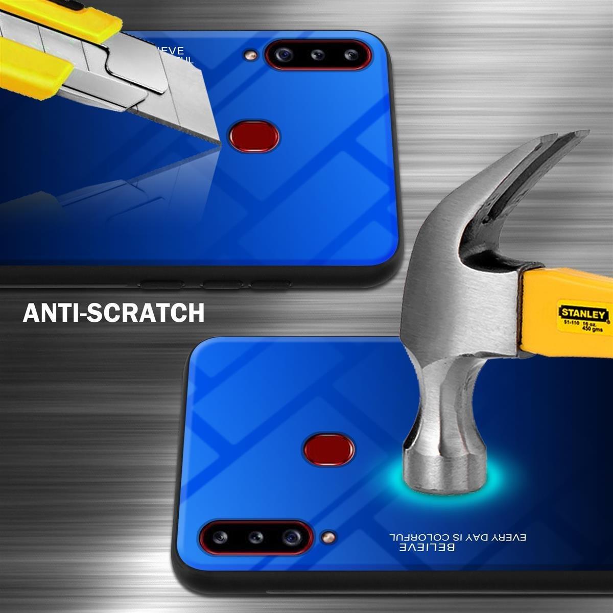 Cadorabo  Housse compatible avec Samsung Galaxy A20s - Coque de protection bicolore en silicone TPU et dos en verre trempé 