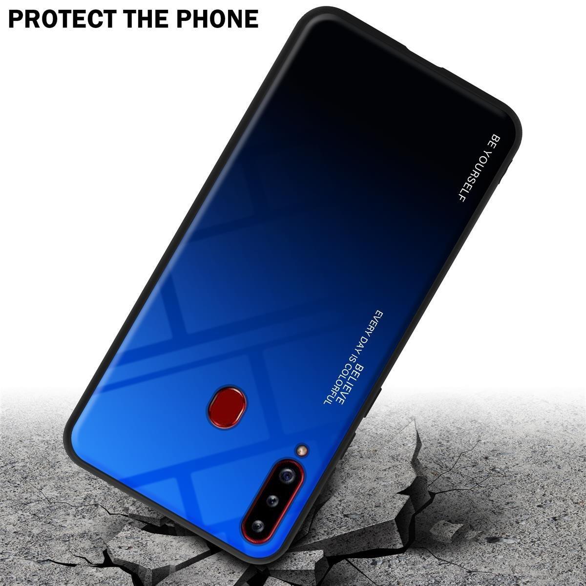 Cadorabo  Housse compatible avec Samsung Galaxy A20s - Coque de protection bicolore en silicone TPU et dos en verre trempé 