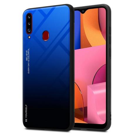 Cadorabo  Housse compatible avec Samsung Galaxy A20s - Coque de protection bicolore en silicone TPU et dos en verre trempé 