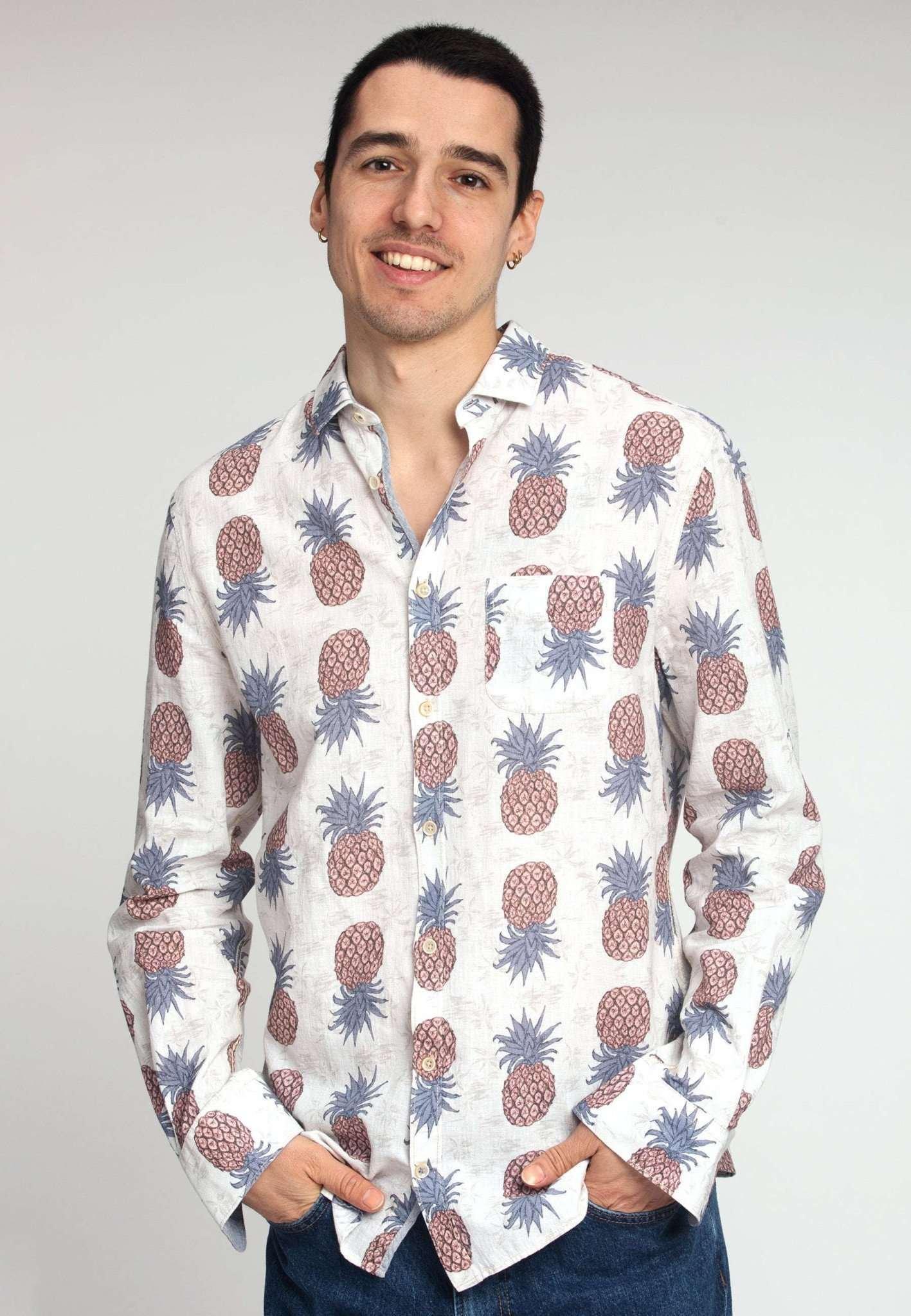 Image of Hemden Shirt Pineapples Print Herren Beige M