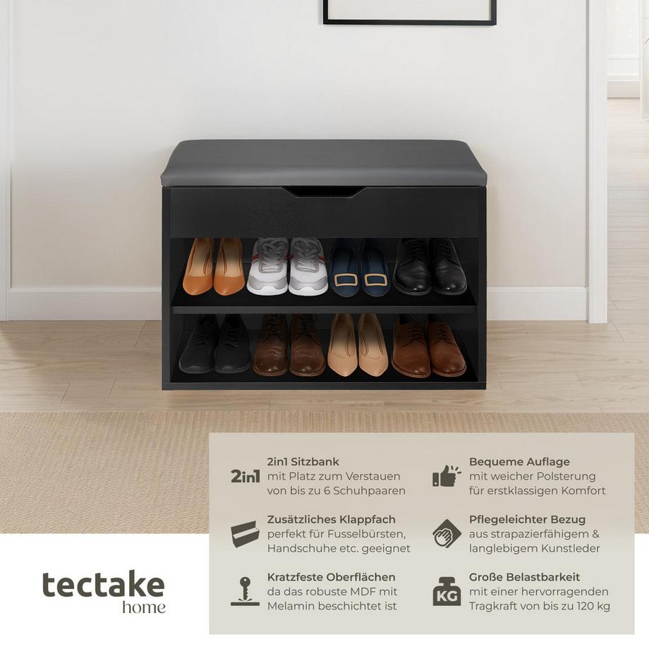 Tectake Schuhbank Jasmina mit Sitzpolster  