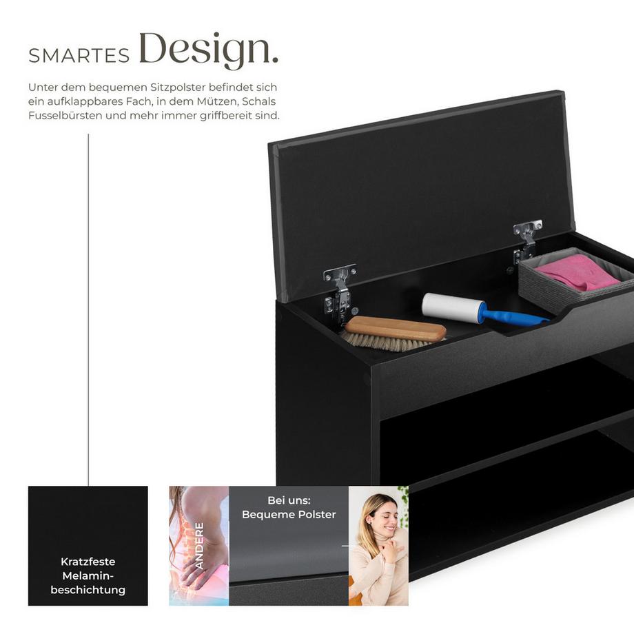 Tectake Schuhbank Jasmina mit Sitzpolster  