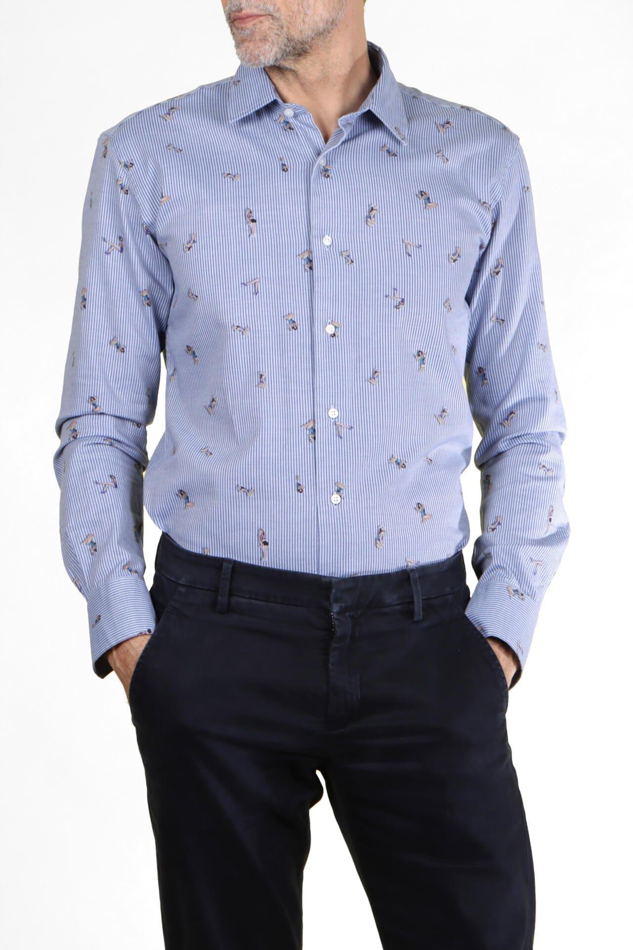 Image of Pin-up-shirt Herren Blau L