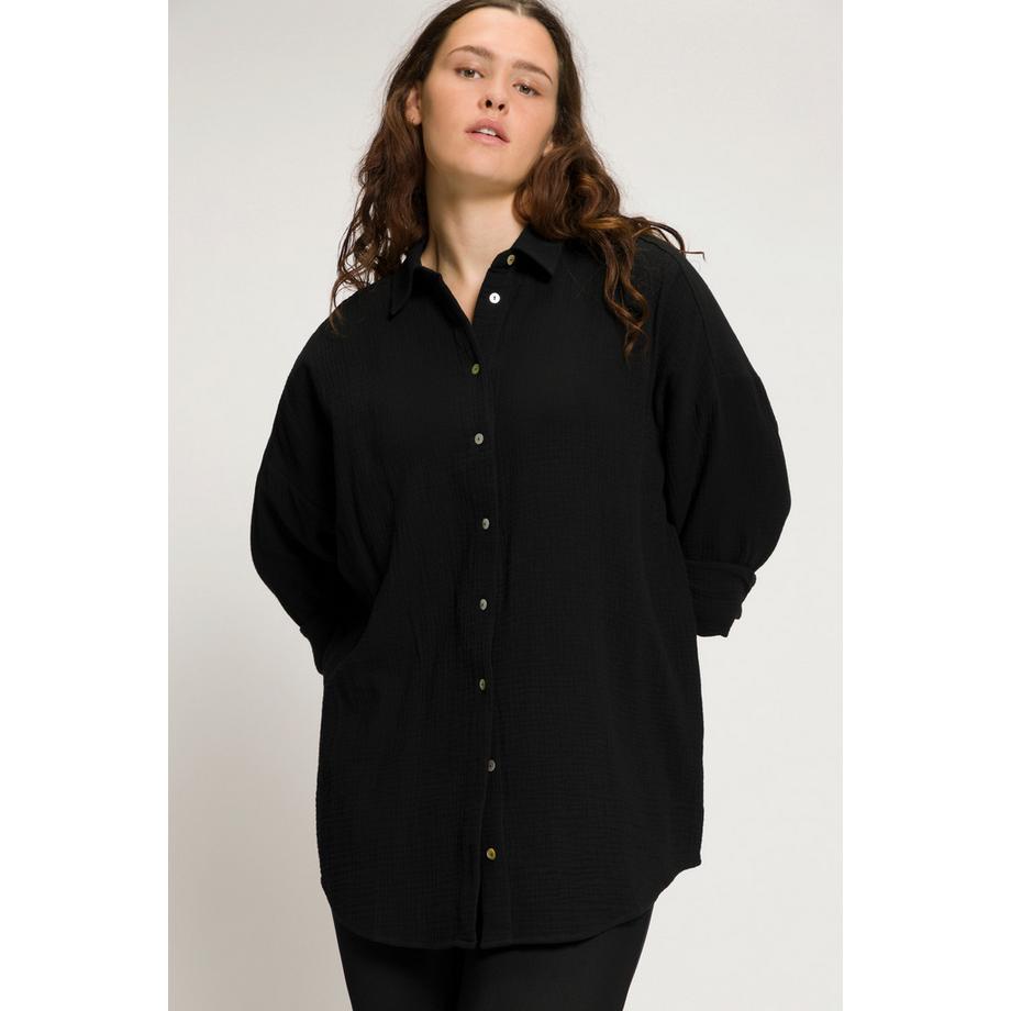 Studio Untold Chemisier en mousseline oversized à col chemise et manches longues  