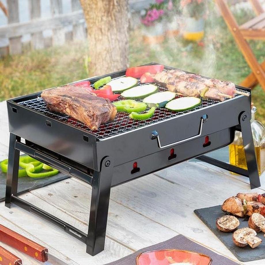 InnovaGoods  Klappbarer Tischgrill – Holzkohlegrill 