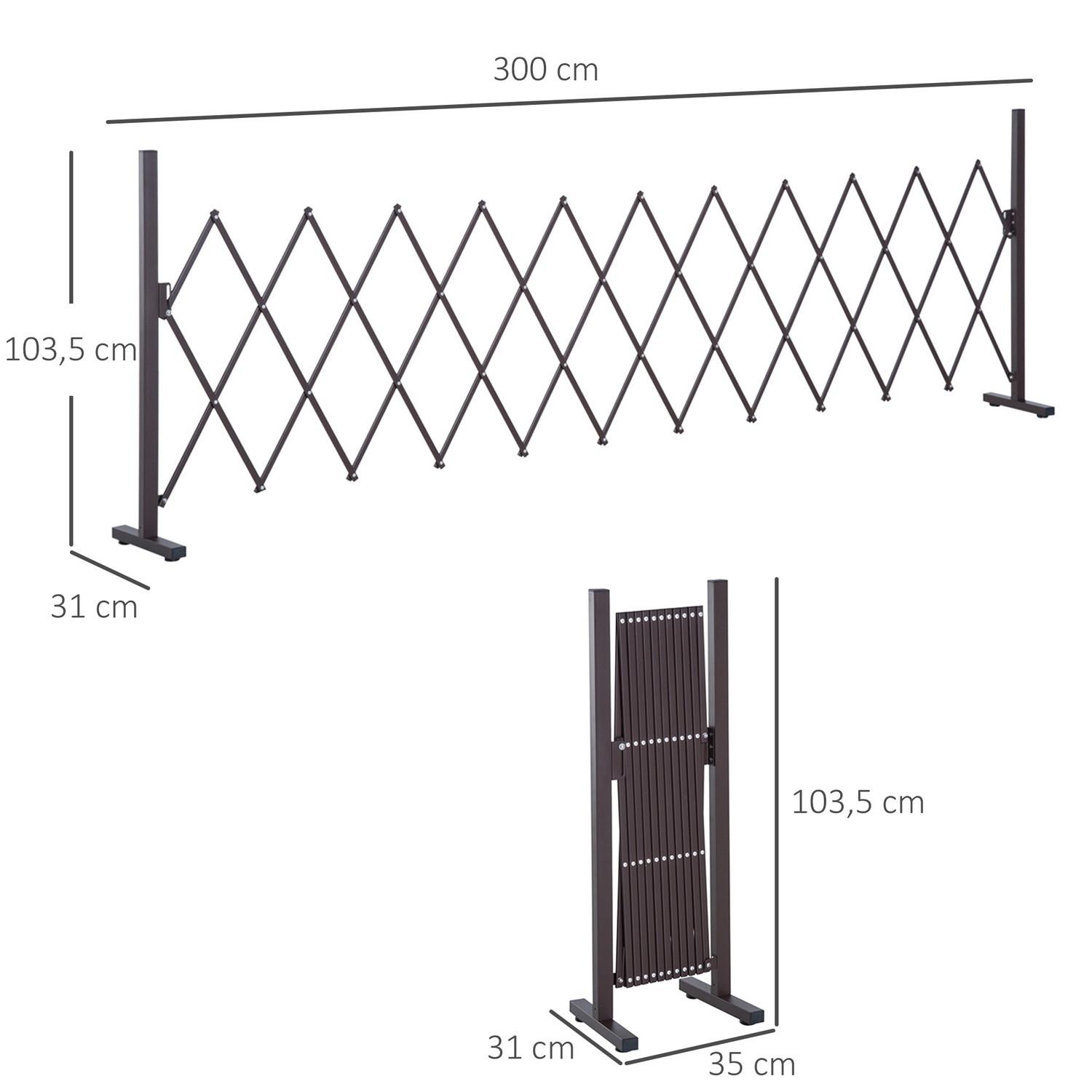 Outsunny  Cancello A Forbice, Barriera Estensibile, 35-300 Cm, Ideale Per Giardino, Alluminio, Marrone, H103,5 Cm 