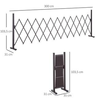 Outsunny  Cancello A Forbice, Barriera Estensibile, 35-300 Cm, Ideale Per Giardino, Alluminio, Marrone, H103,5 Cm 