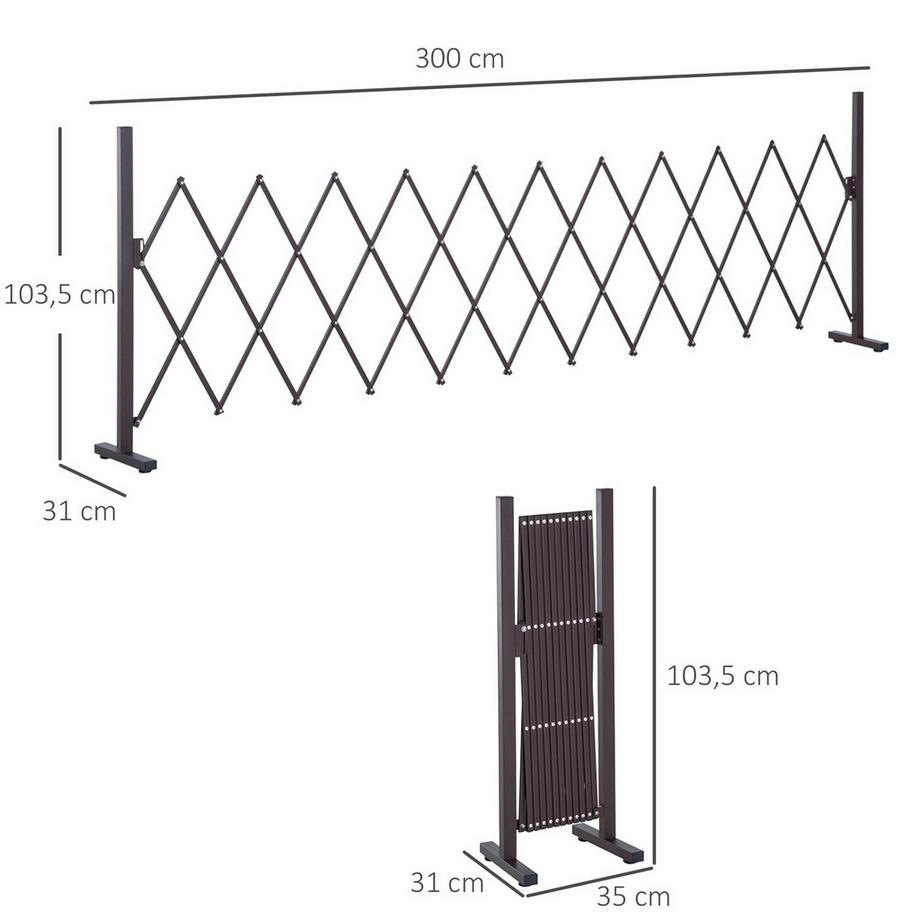 Northio  Scherengitter Absperrgitter Ausziehbar 35-300 Cm, Ideal Für Garten, Aluminium, Braun, H103,5 Cm 