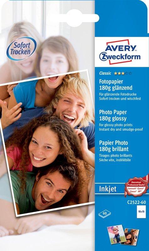 Avery-Zweckform AVERY ZWECKFORM InkJet Fotopapier 10x15cm,glossy, 60 Blatt  