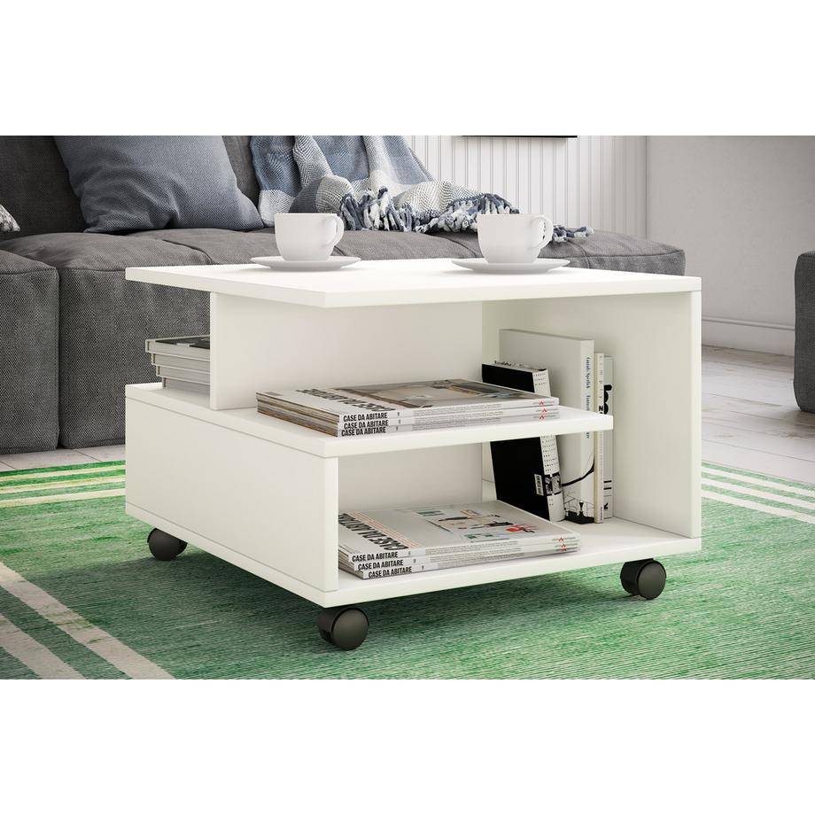 VCM Holz Couchtisch Sofatisch Wohnzimmertisch Rollen rollbar Kaffeetisch Stango S  