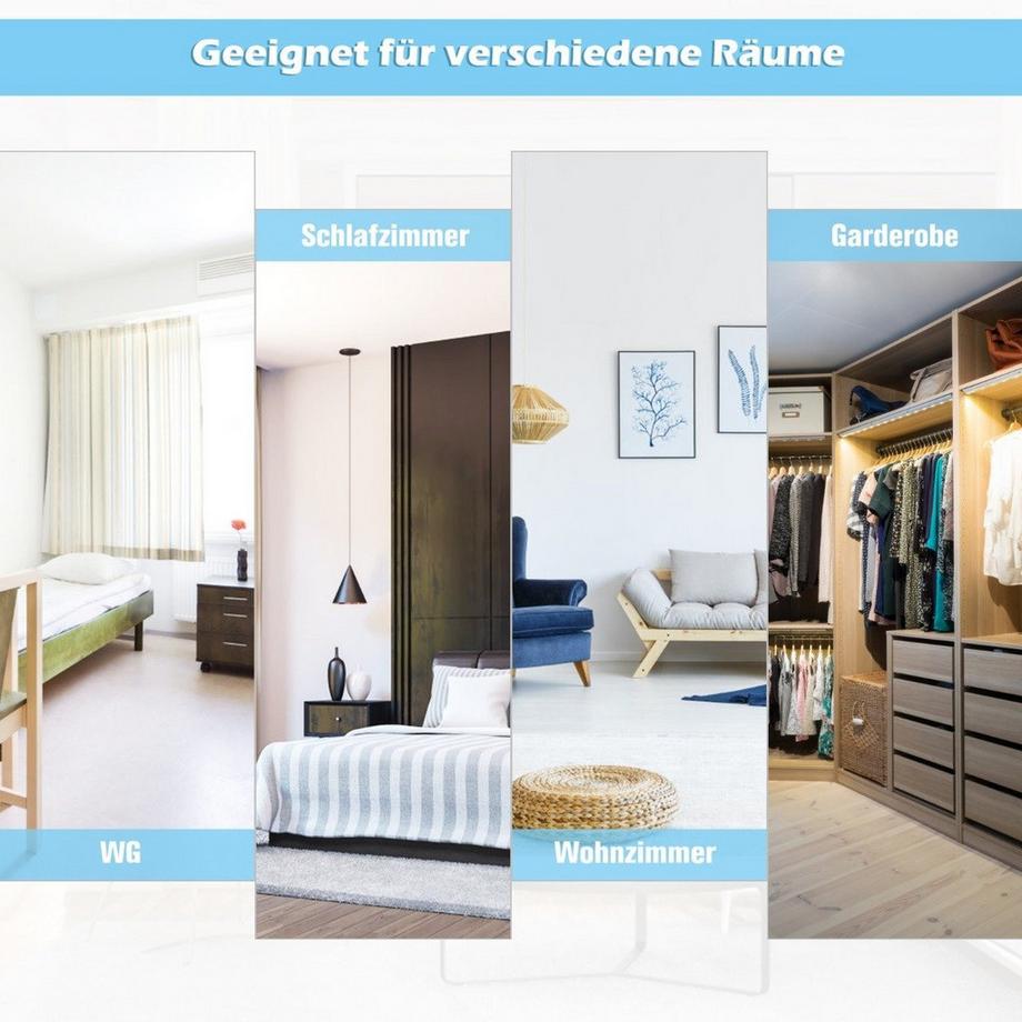 Northix Spiegel in voller Länge Wandspiegel Türspiegel Ganzkörperspiegel Hängespiegel 36,5 x 1,5 x 107 cm Weiß  