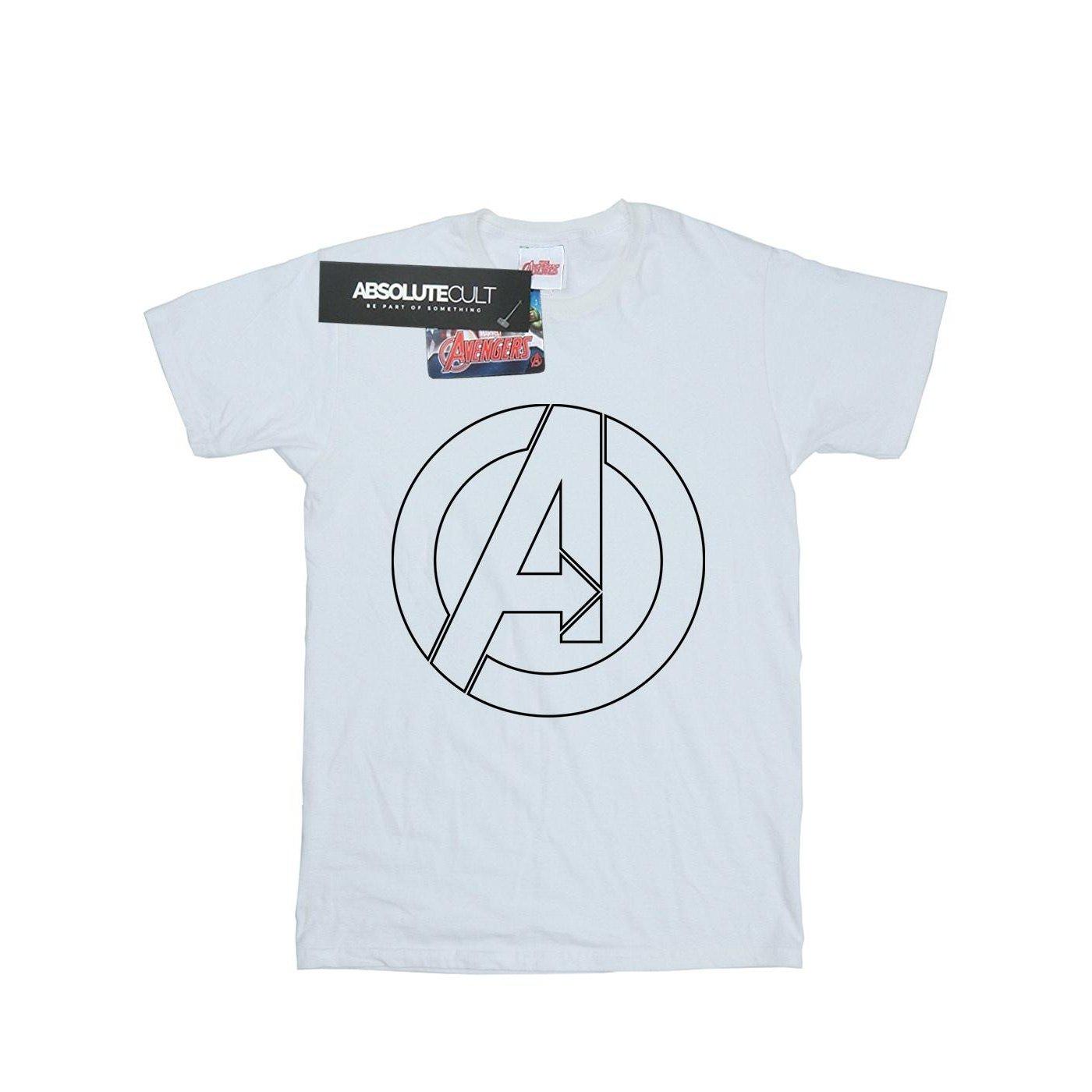 Image of Avenegers Assemble A Logo Outline Tshirt Damen Weiss S