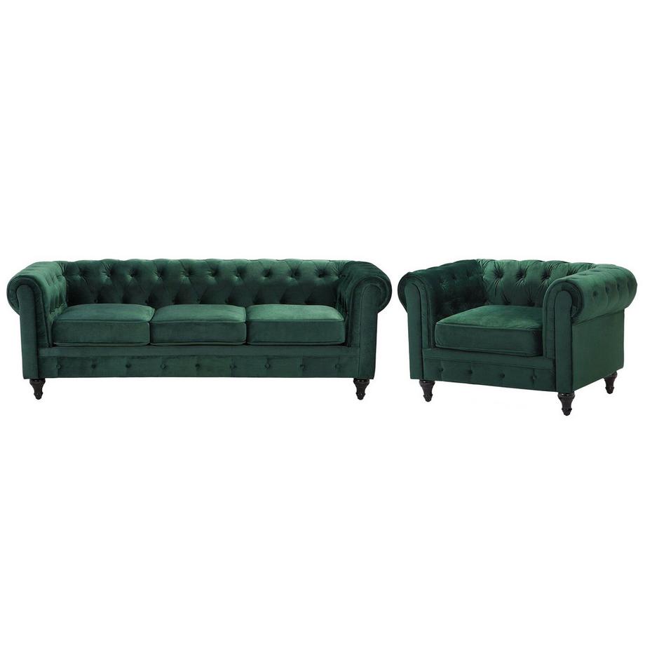 Wohnzimmer Set aus Samtstoff Glamourös CHESTERFIELD