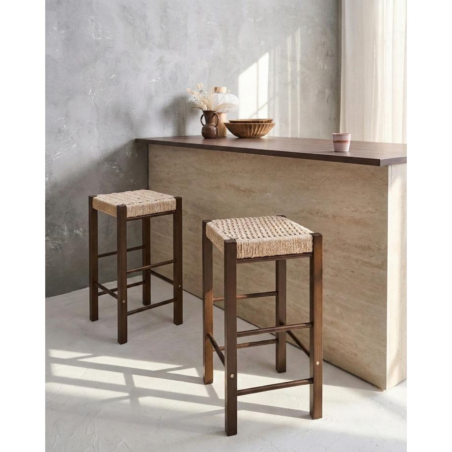 Beliani Lot de 2 tabourets de bar en Bois d'hévéa Boho EMBRUN  
