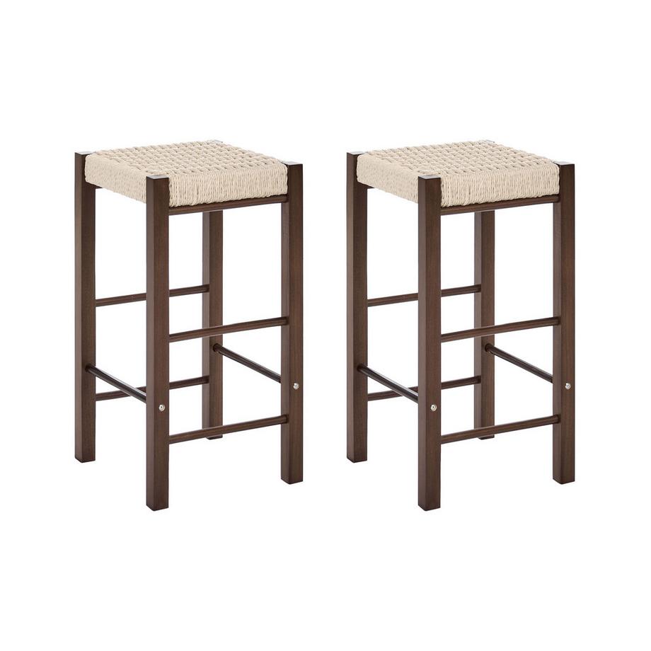 Lot de 2 tabourets de bar en Bois d'hévéa Boho EMBRUN