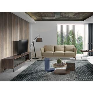 ANGEL CERDA Mobile TV in vetro nero specchiato, noce e acciaio nero  