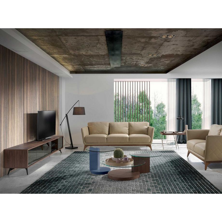 ANGEL CERDA TV-Möbel mit Spiegeleffekt ausem Glas, Nussbaum undem Stahl  