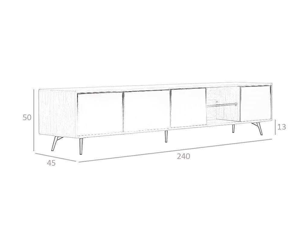 ANGEL CERDA Mobile TV in vetro nero specchiato, noce e acciaio nero  