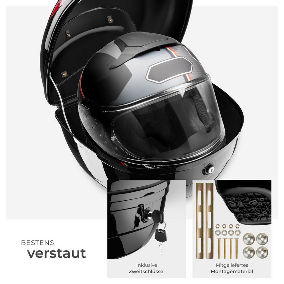 Tectake  Motorradkoffer Sergej Volumen 22 l robust und spritzwassergeschützt 