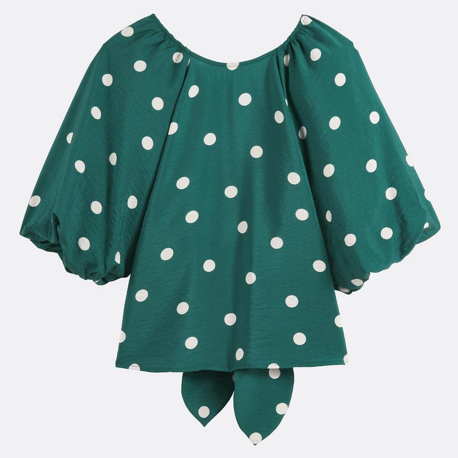 La Redoute Collections Gepunktete Bluse mit Puffärmeln  