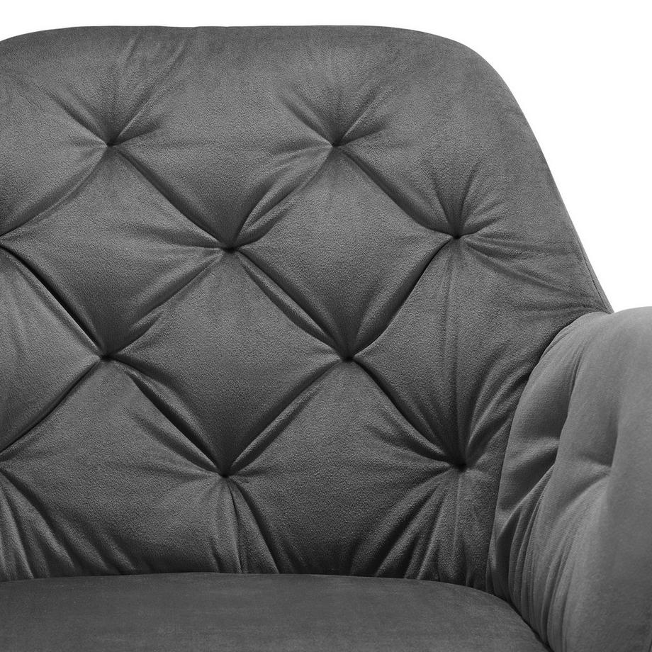 Tectake Fauteuil pivotant en velours avec accoudoirs LUCIA rembourré avec motif matelassé  