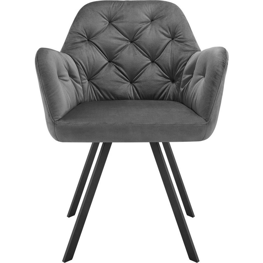 Tectake Fauteuil pivotant en velours avec accoudoirs LUCIA rembourré avec motif matelassé  