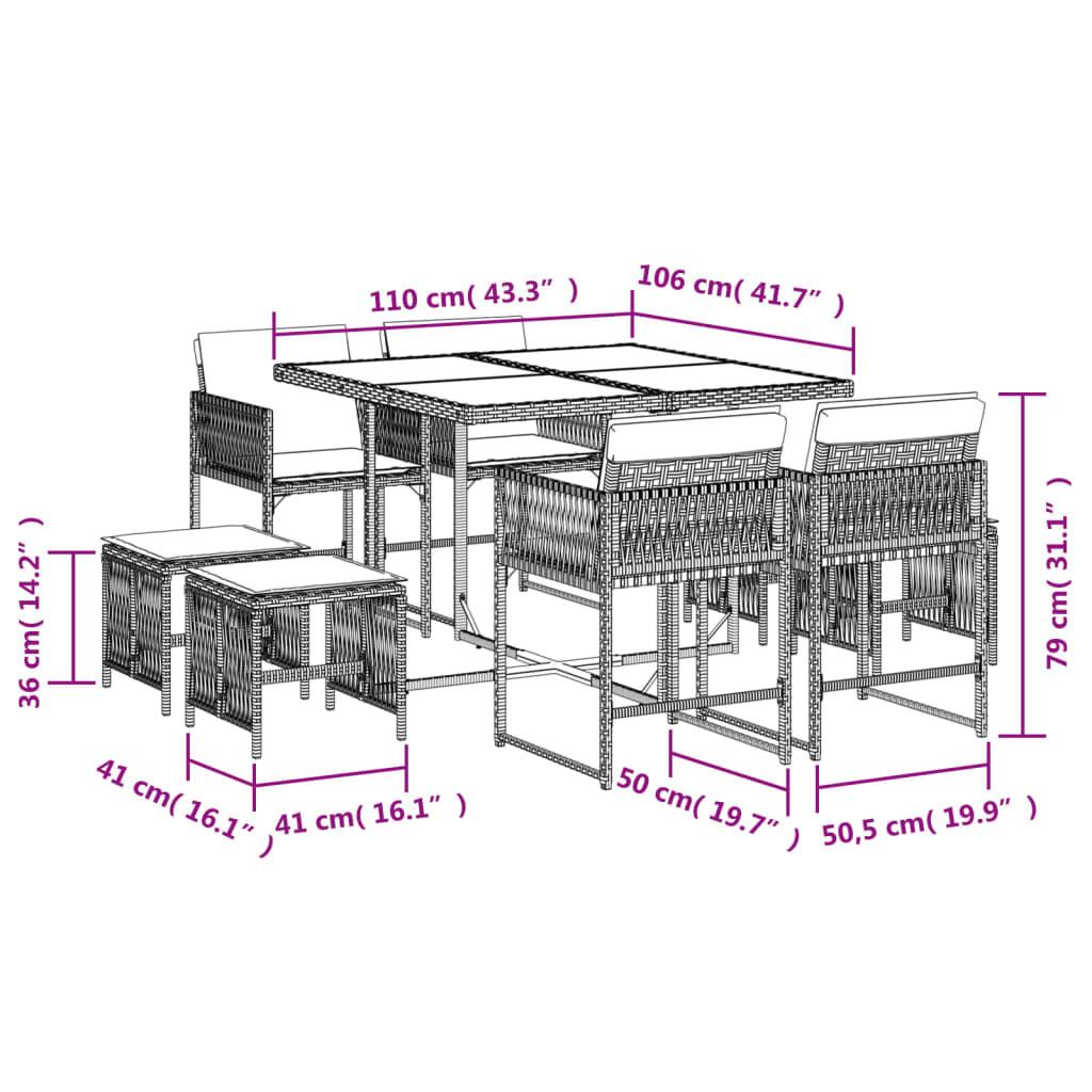 VidaXL set da pranzo da giardino Polirattan  