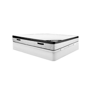 Set aus Bettgestell mit Bettkasten + Schaumstoffmatratze - 180 x 200 cm - Stärke 30 cm - Weiß - SOLAK von YSMÉE