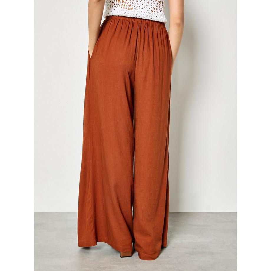 APRICOT Pantaloni avvolgenti in misto lino con gamba ampia  