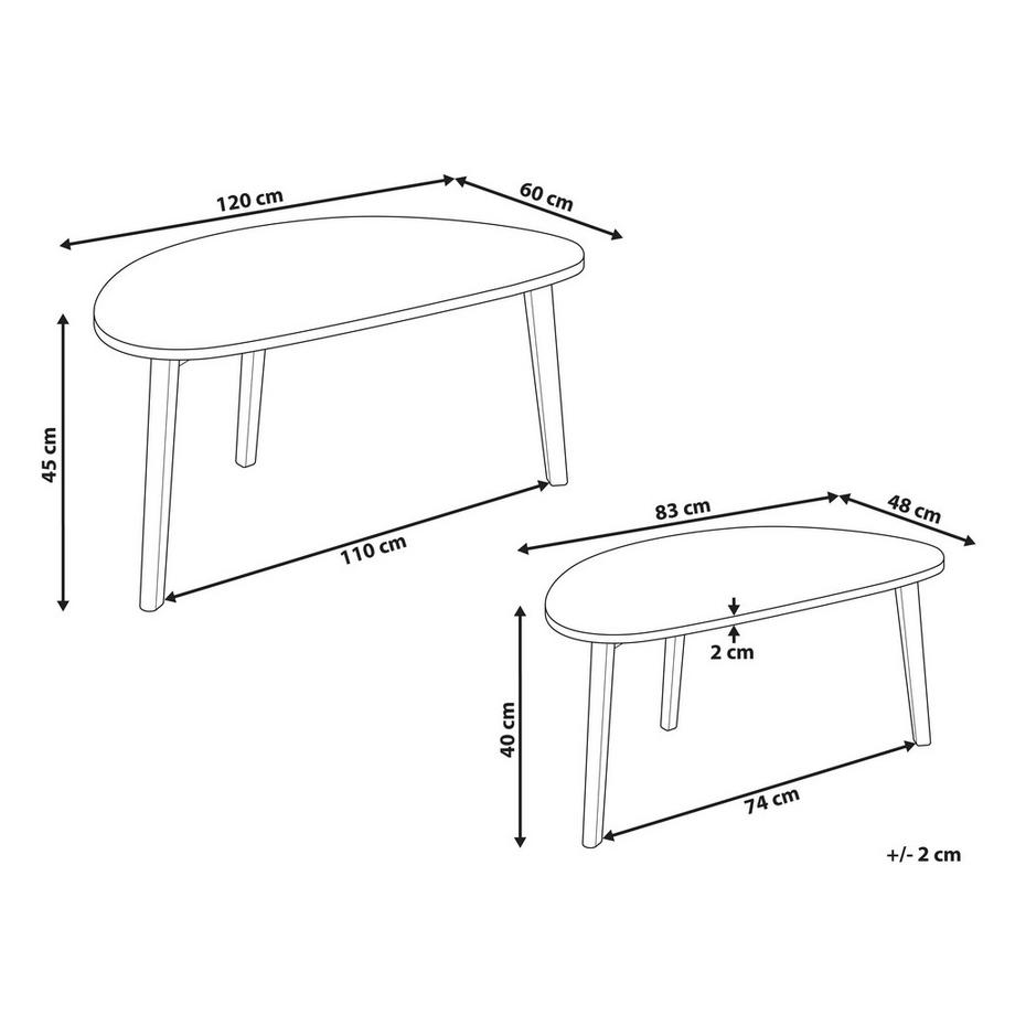 Beliani Couchtisch 2er Set aus MDF-Platte Minimalistisch FLY  