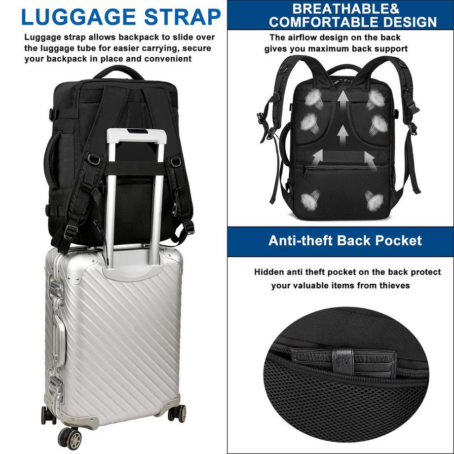 Only-bags.store  Großer Reiserucksack Handgepäck Rucksack für Flugzeug tragen Laptop Rucksack 